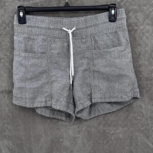 Athleta Linen Shorts Womens 6 Gray Cabo Elastic Waist Drawstring Casual Travel